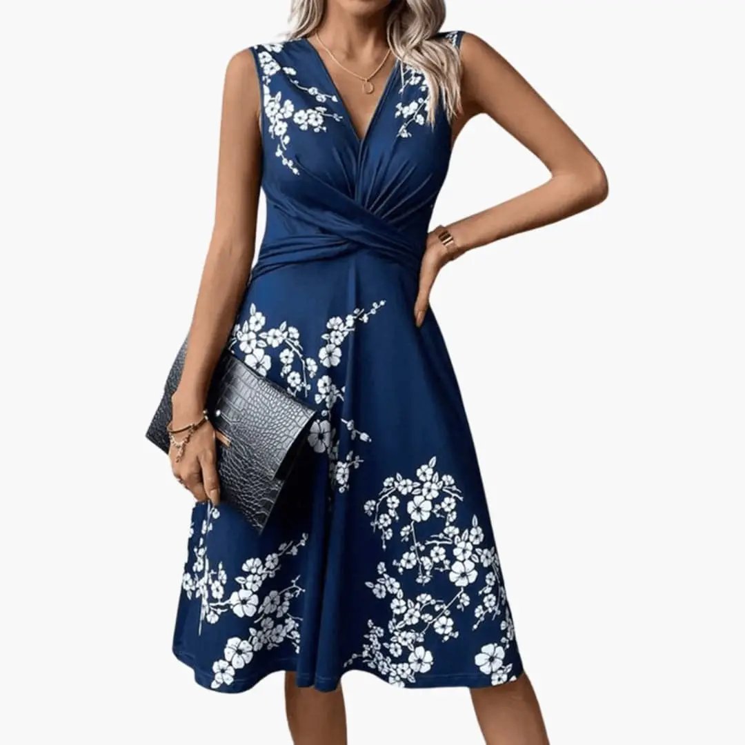 Women’s Sleeveless V - Neck Floral Midi Dress