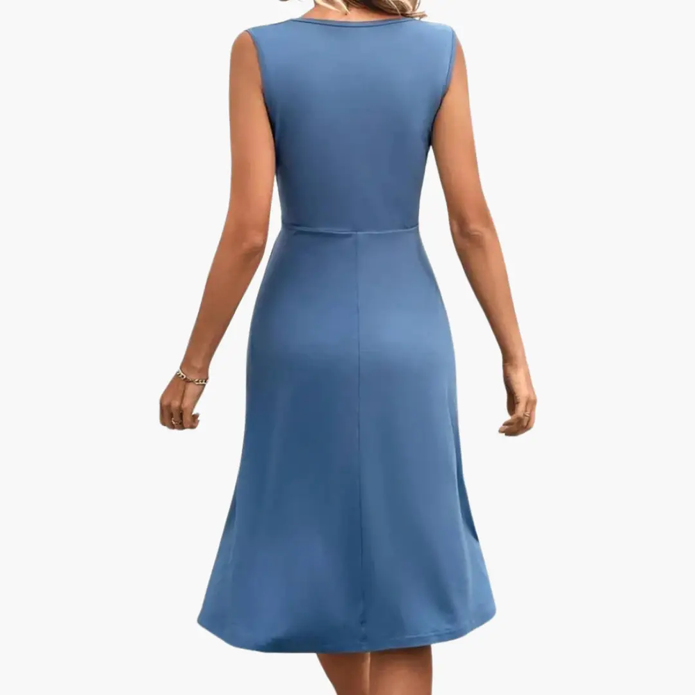 Women's Floral Midi Dress – V-Neck, Sleeveless & Lightweight