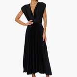 Women's Midi Dress – Sleeveless, V-Neck & Defined Waist