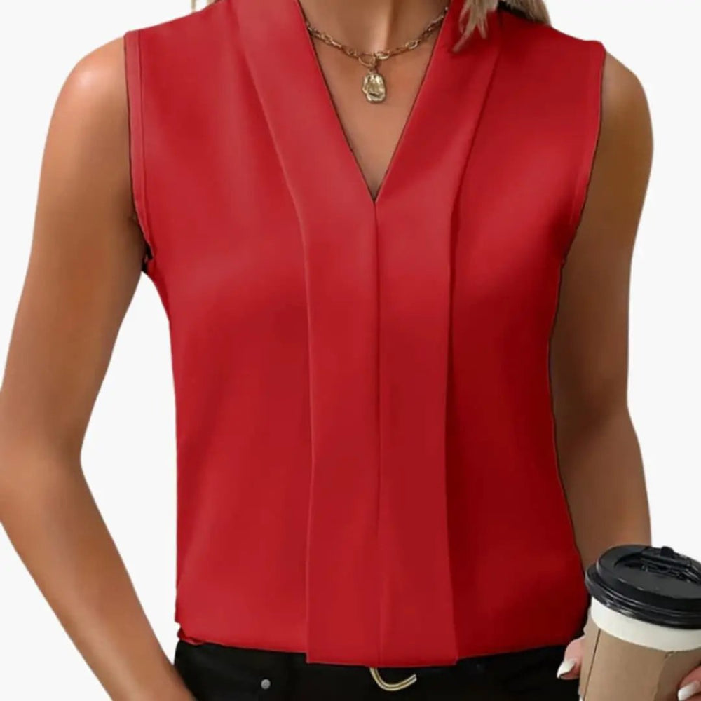 Women's Tank Top – Sleeveless Design, V-Neck Collar & Casual Fit