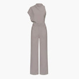 Women's Wide Leg Jumpsuit – Sleeveless, Round Neck & Straight Hem