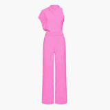 Women's Wide Leg Jumpsuit – Sleeveless, Round Neck & Straight Hem