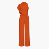 Women's Wide Leg Jumpsuit – Sleeveless, Round Neck & Straight Hem
