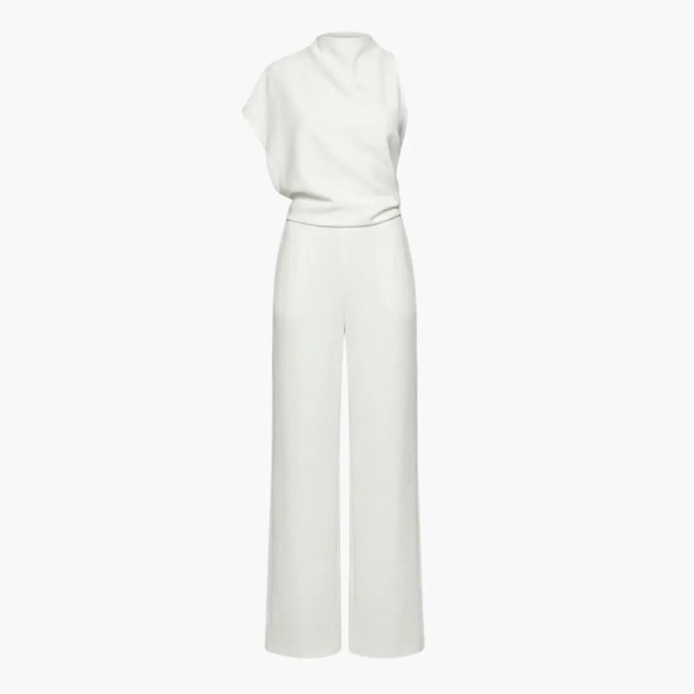 Women's Wide Leg Jumpsuit – Sleeveless, Round Neck & Straight Hem