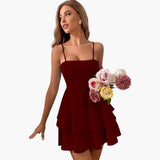 Women's Mini Dress – Spaghetti Strap, Flowy Skirt & Sleeveless