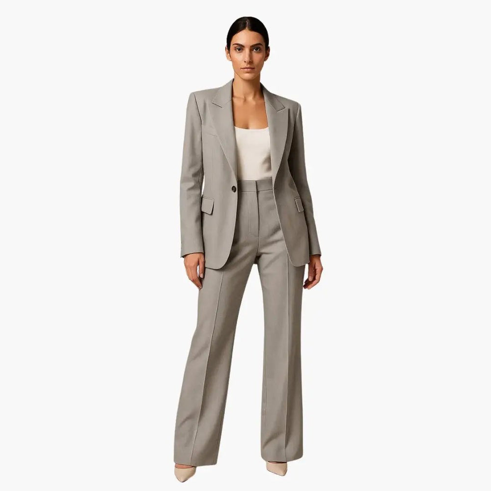 Women's Blazer Suit – Wide-Leg Trousers, V-Neck & Two-Piece