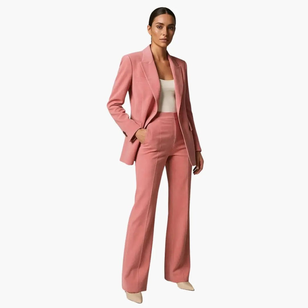 Women's Blazer Suit – Wide-Leg Trousers, V-Neck & Two-Piece
