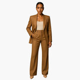 Women's Blazer Suit – Wide-Leg Trousers, V-Neck & Two-Piece