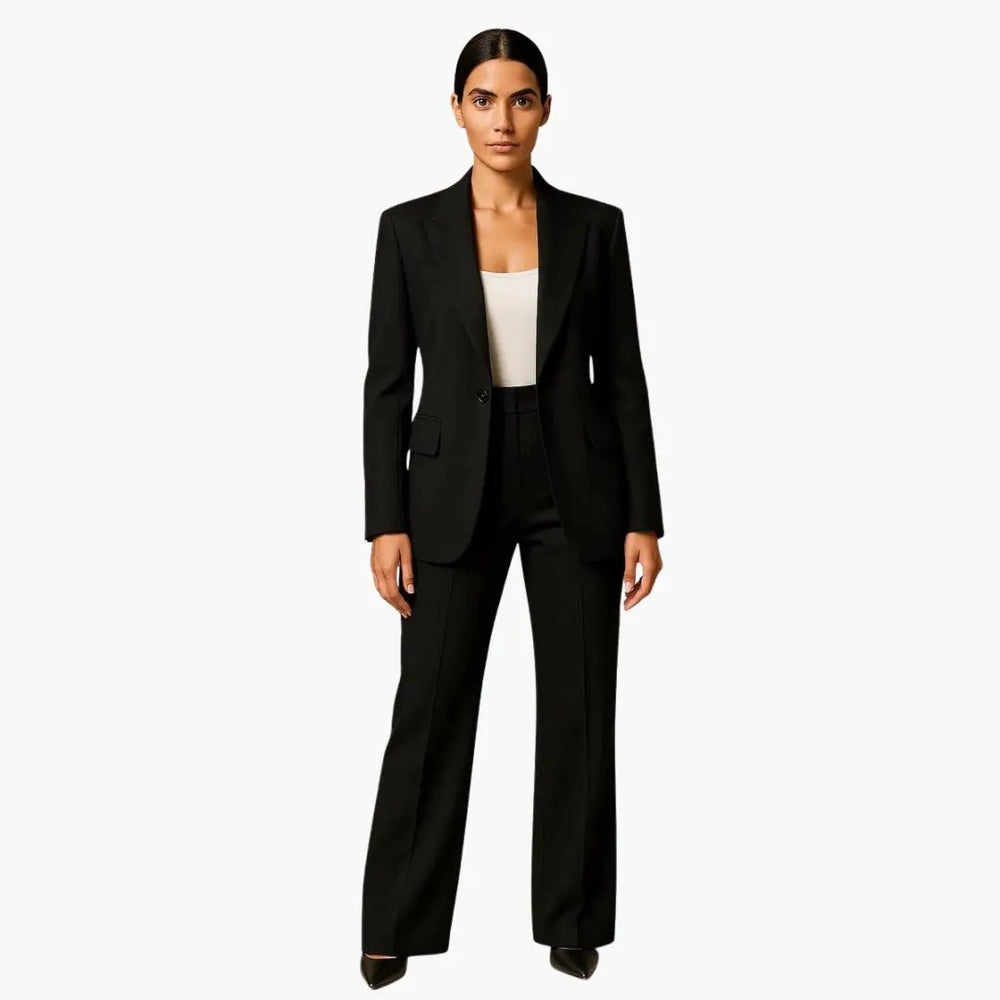 Women's Blazer Suit – Wide-Leg Trousers, V-Neck & Two-Piece