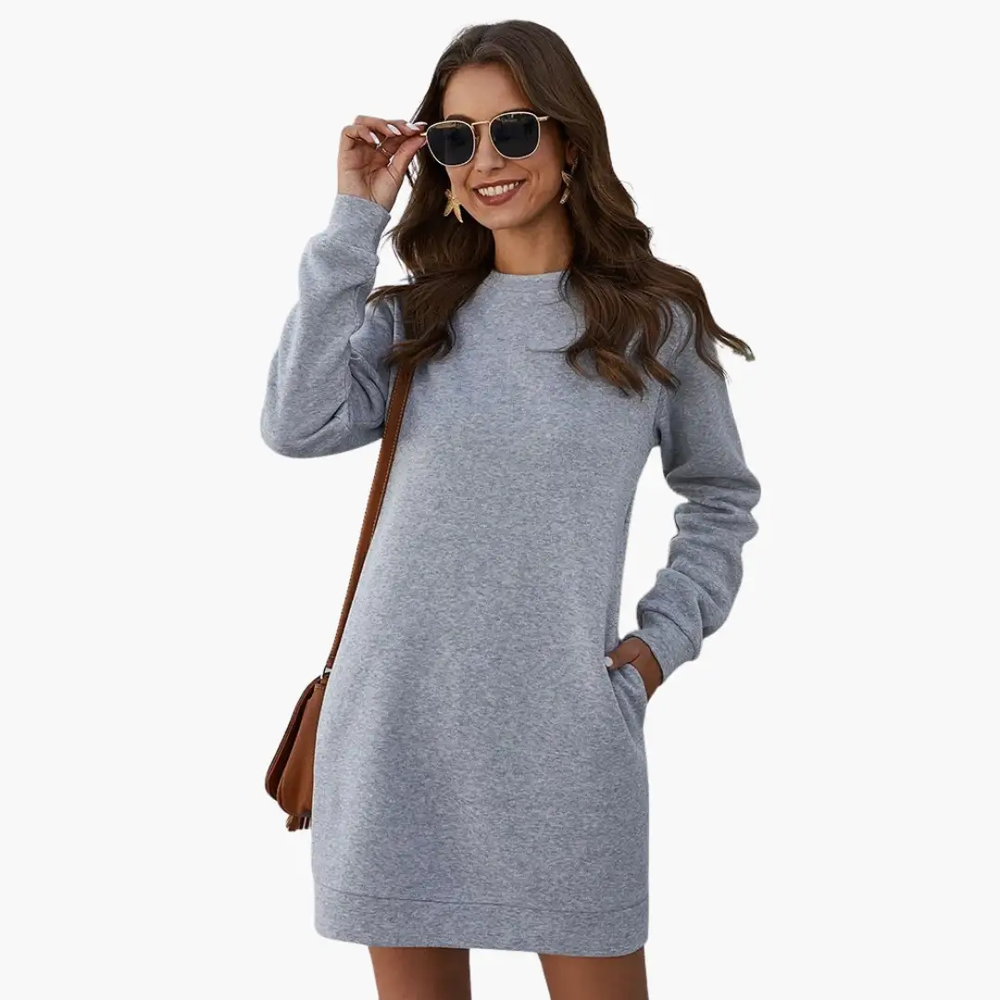 Women's Sweatshirt Dress – Round Neck & Long Sleeves