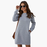 Women's Sweatshirt Dress – Round Neck & Long Sleeves