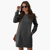Women's Sweatshirt Dress – Round Neck & Long Sleeves