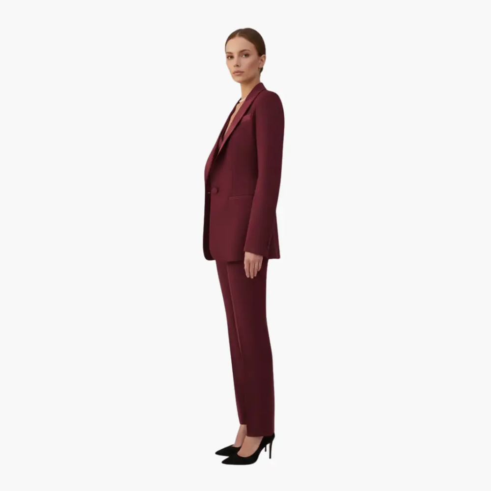 Women's Three-Piece Suit – Notched Blazer, Vest & Straight-Leg Pants