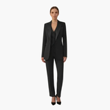 Women's Three-Piece Suit – Notched Blazer, Vest & Straight-Leg Pants