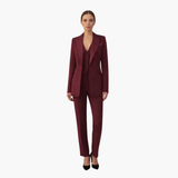 Women's Three-Piece Suit – Notched Blazer, Vest & Straight-Leg Pants