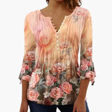 Women's Tailored Top – Cotton Blend, Crew Neck & Short Sleeves