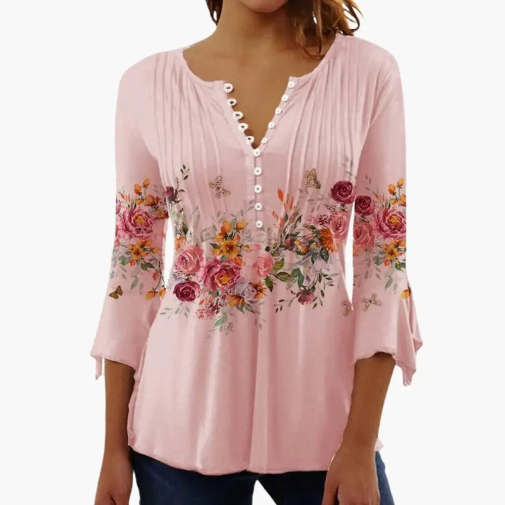Women's Tailored Top – Cotton Blend, Crew Neck & Short Sleeves