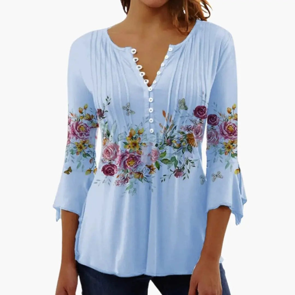 Women's Tailored Top – Cotton Blend, Crew Neck & Short Sleeves