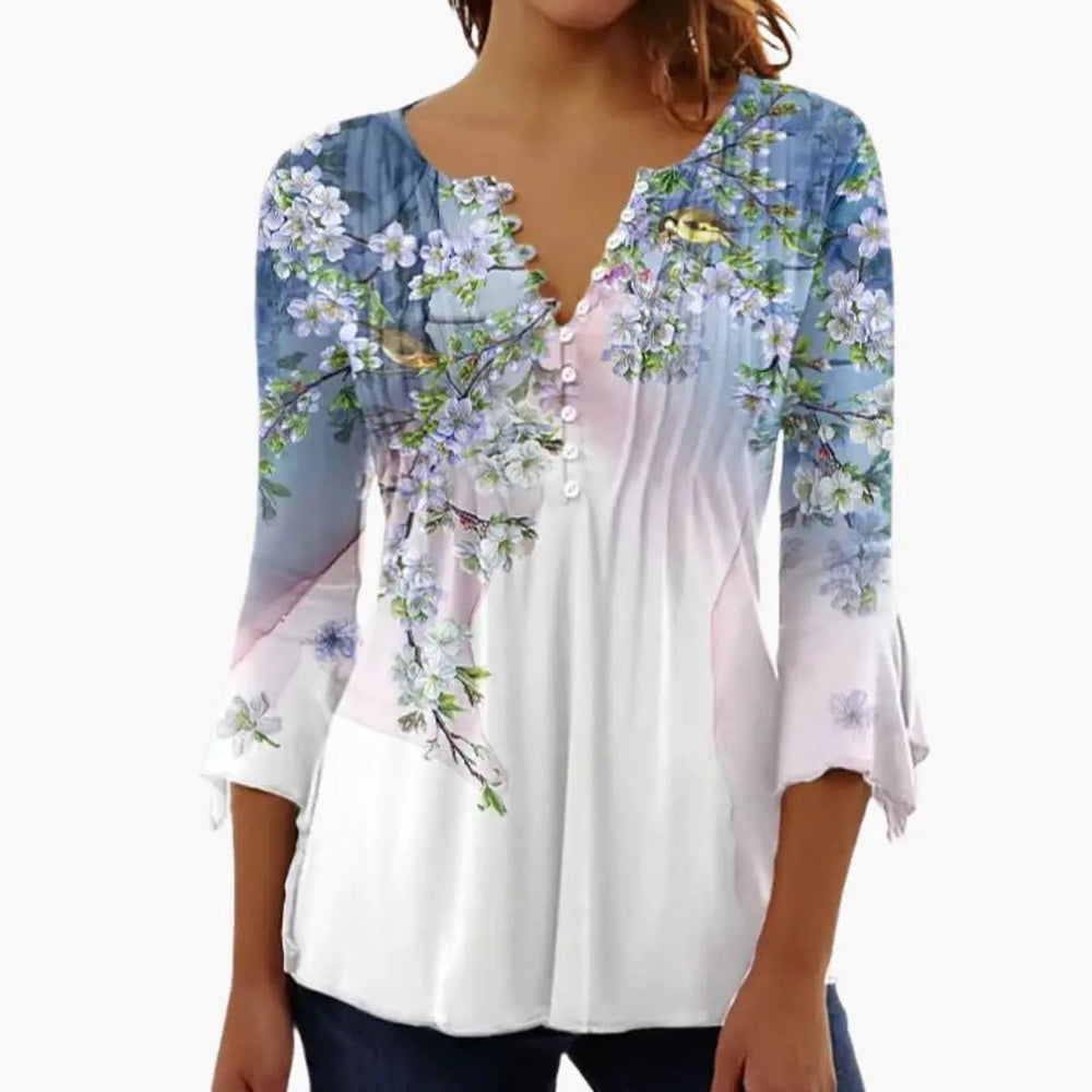 Women's Tailored Top – Cotton Blend, Crew Neck & Short Sleeves