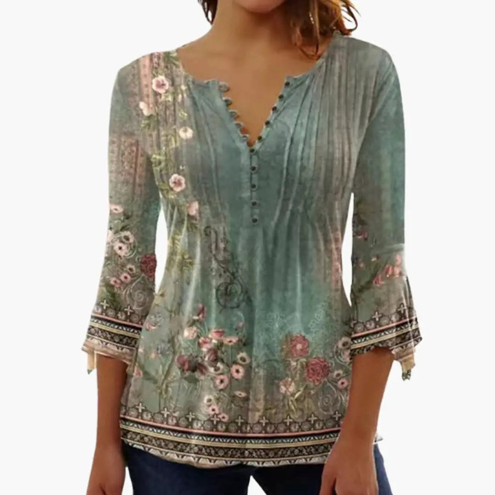 Women's Tailored Top – Cotton Blend, Crew Neck & Short Sleeves