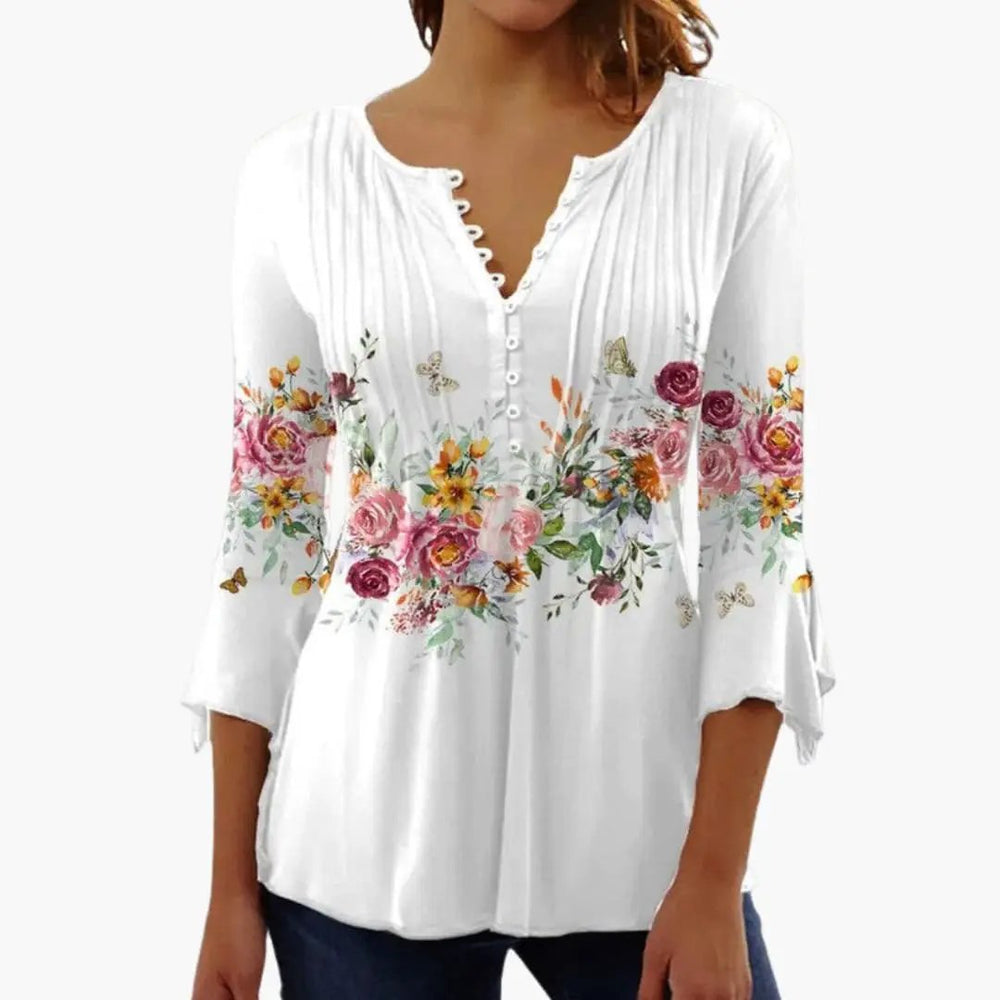 Women's Tailored Top – Cotton Blend, Crew Neck & Short Sleeves