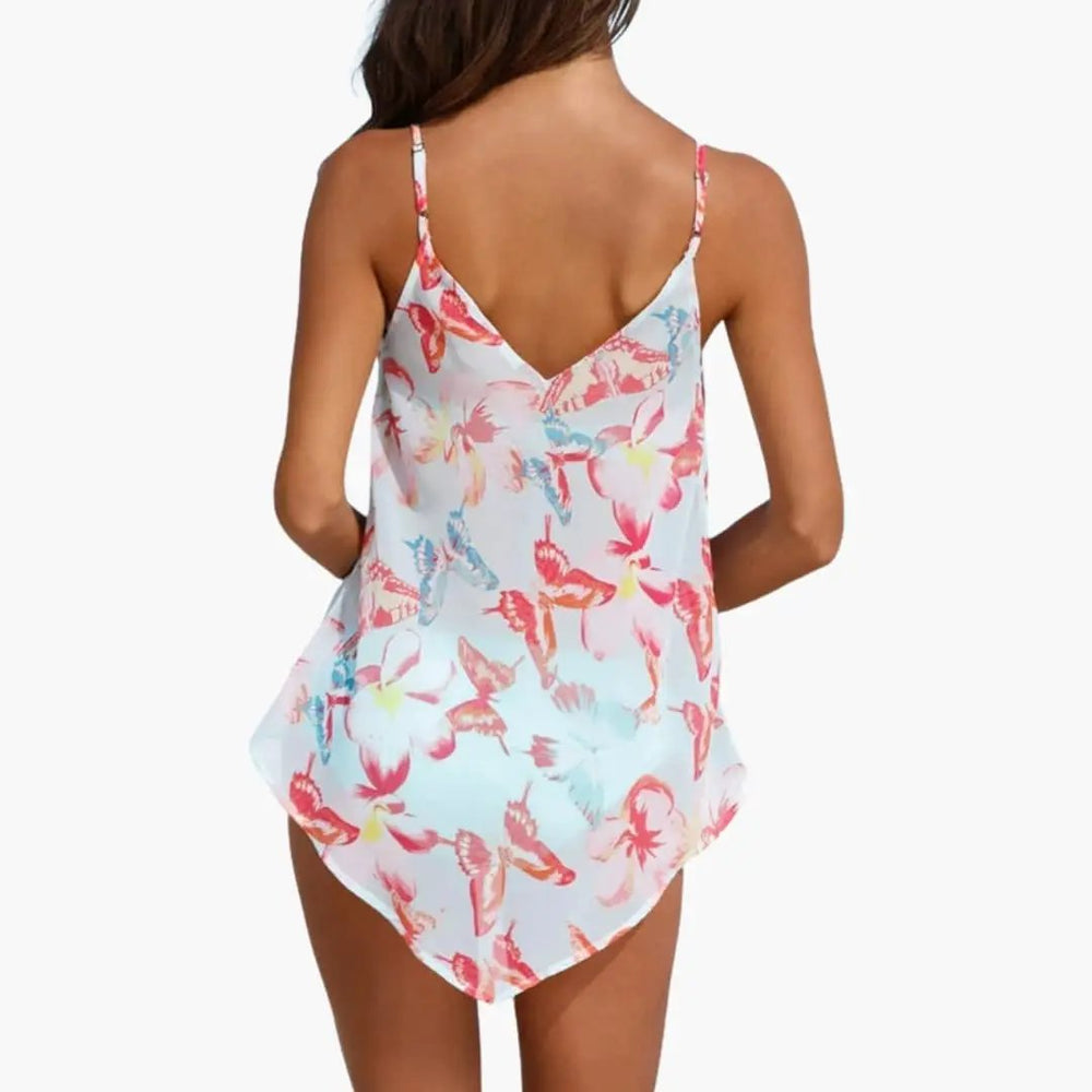 Women's Tropical Print Tankini Swimsuit Set – Two-Piece Beachwear Design
