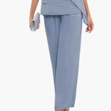 Women's Two-Piece Outfit Set – Short Sleeve Top & Straight Leg Pants