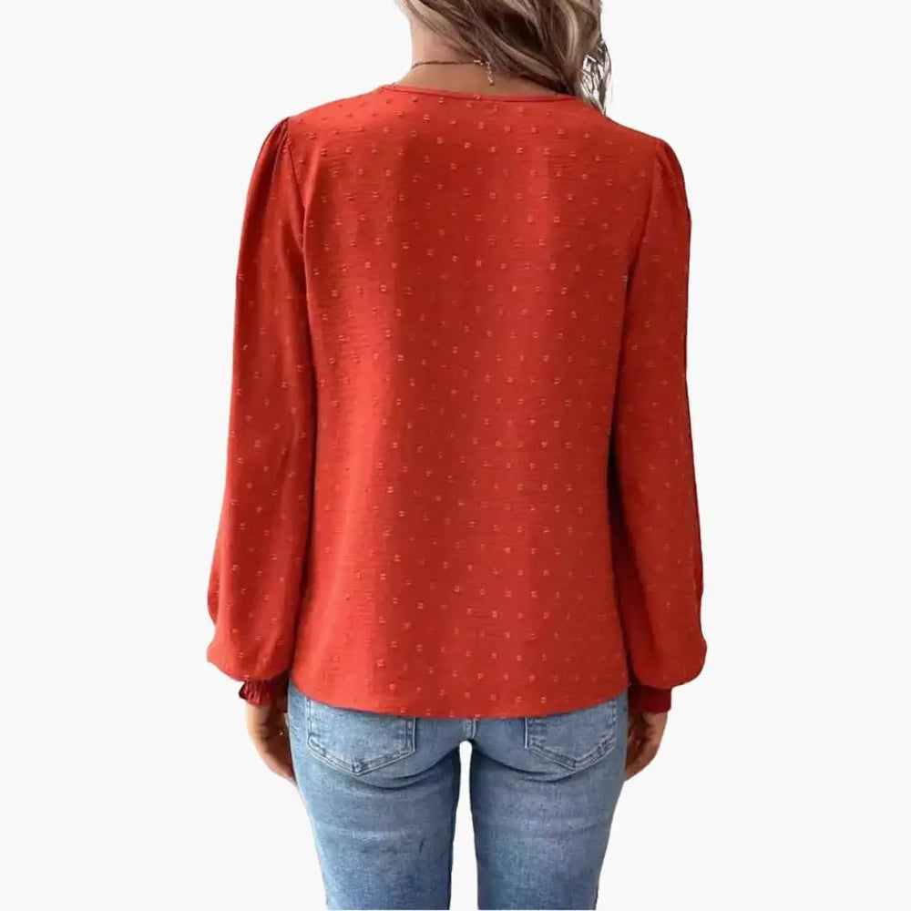 Women's Blouse – V-Neck, Long Sleeve & Loose Fit