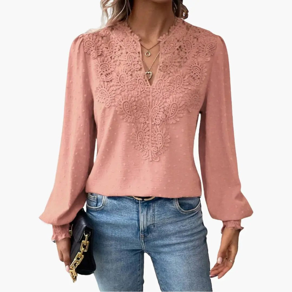Women's Blouse – V-Neck, Long Sleeve & Loose Fit