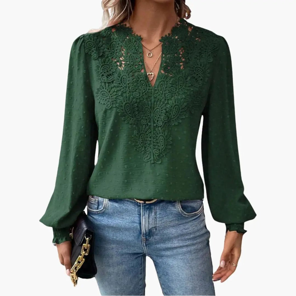 Women's Blouse – V-Neck, Long Sleeve & Loose Fit