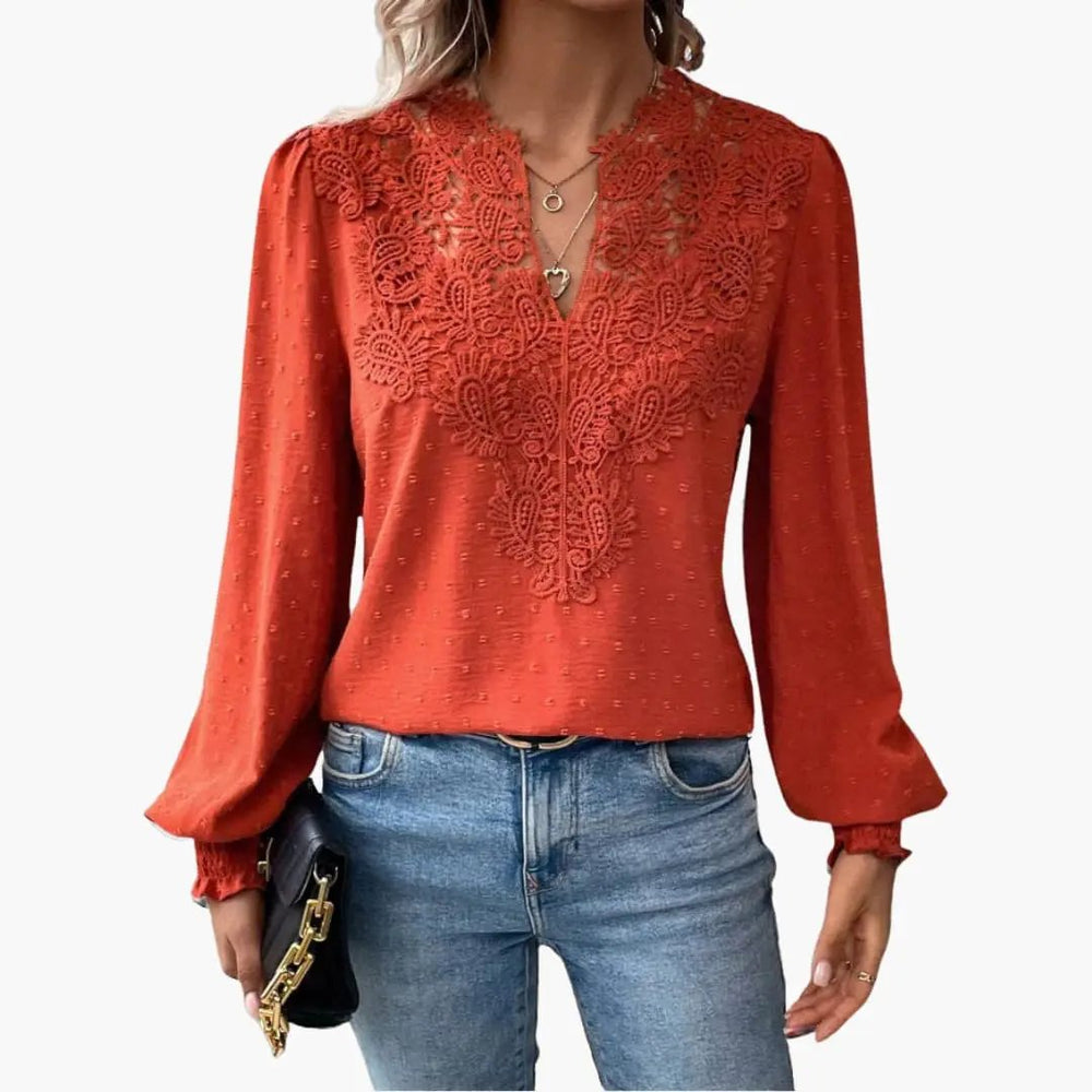 Women's Blouse – V-Neck, Long Sleeve & Loose Fit