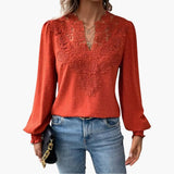 Women's Blouse – V-Neck, Long Sleeve & Loose Fit