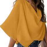 Women's Blouse – V-Neck & Batwing Sleeves