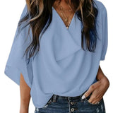 Women's Blouse – V-Neck & Batwing Sleeves