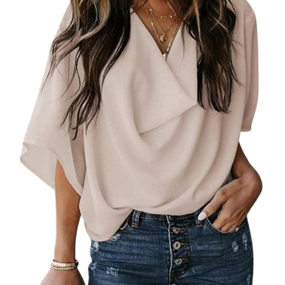 Women's Blouse – V-Neck & Batwing Sleeves