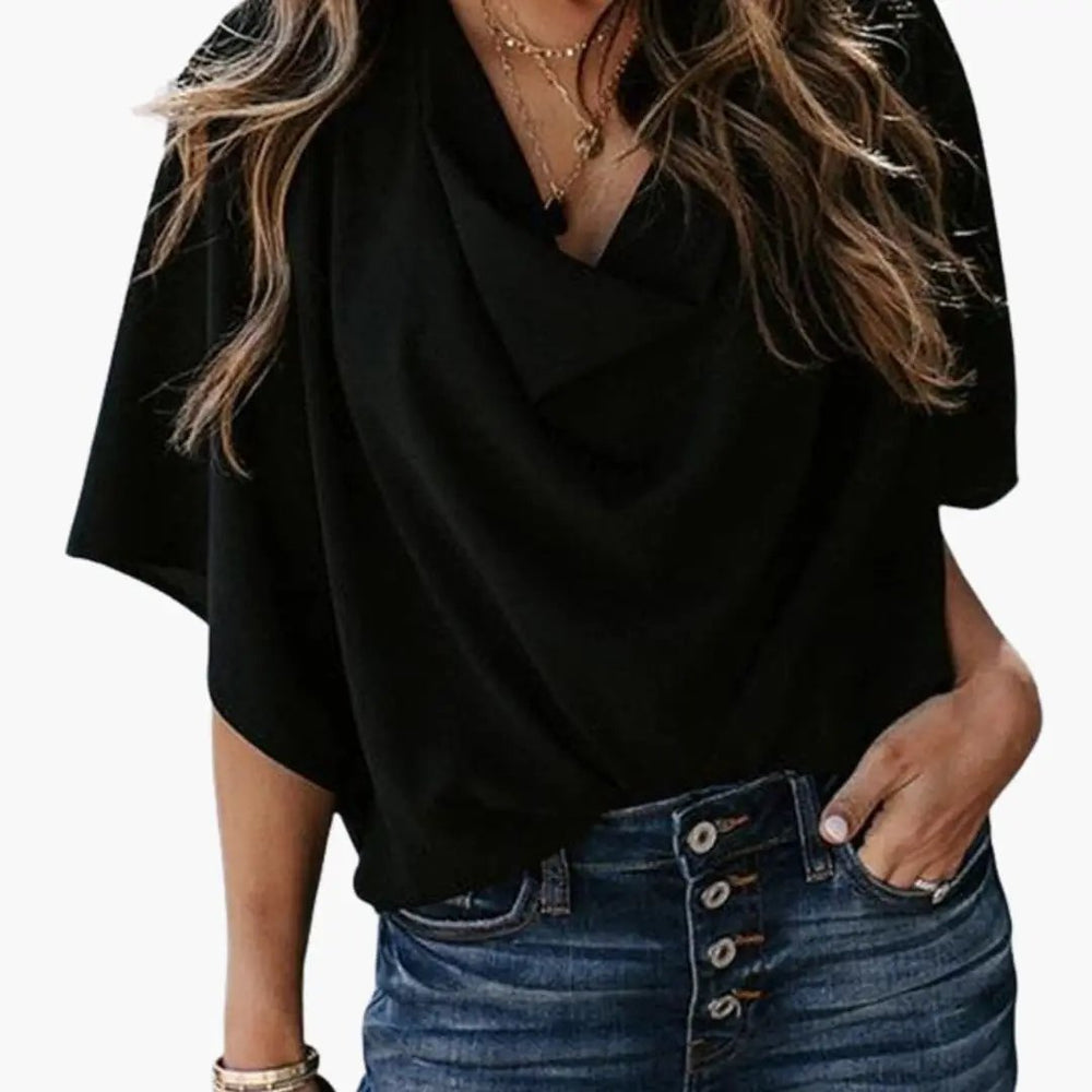 Women's Blouse – V-Neck & Batwing Sleeves