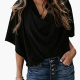 Women's Blouse – V-Neck & Batwing Sleeves