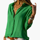 Women's Satin Blouse – V-Neck, Long Sleeve & Woven Fabric