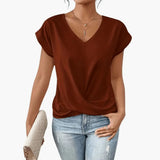 Women's Blouse – V-Neck Design, Short Sleeve Length & Relaxed Fit Silhouette