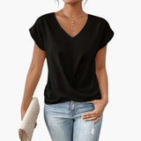 Women's Blouse – V-Neck Design, Short Sleeve Length & Relaxed Fit Silhouette