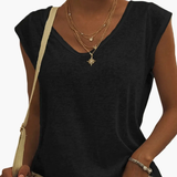Women's V-Neck T-Shirt – Short Sleeve, Pullover Style & Plain Finish