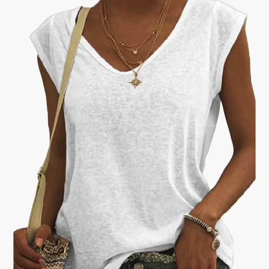 Women’s V-Neck Short Sleeve Pullover T-Shirt with Plain Finish