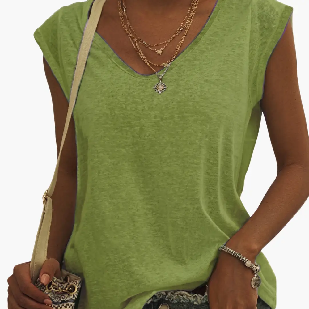Women's V-Neck T-Shirt – Short Sleeve, Pullover Style & Plain Finish