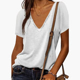 Women's T-Shirt – V-Neck, Short Sleeve & Loose Fit