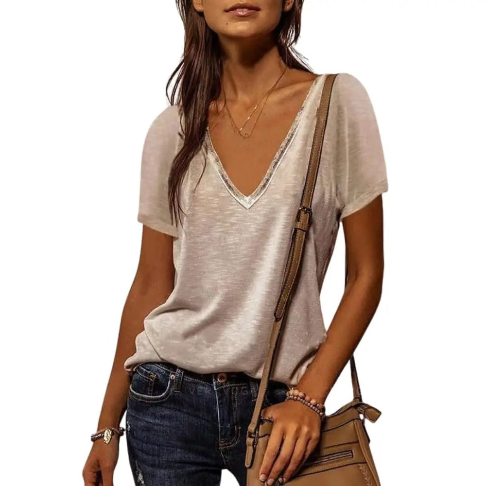 Women's T-Shirt – V-Neck, Short Sleeve & Loose Fit