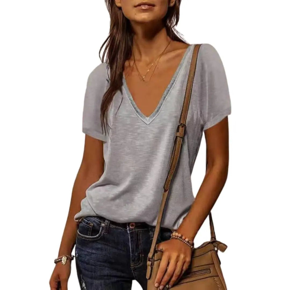 Women's T-Shirt – V-Neck, Short Sleeve & Loose Fit