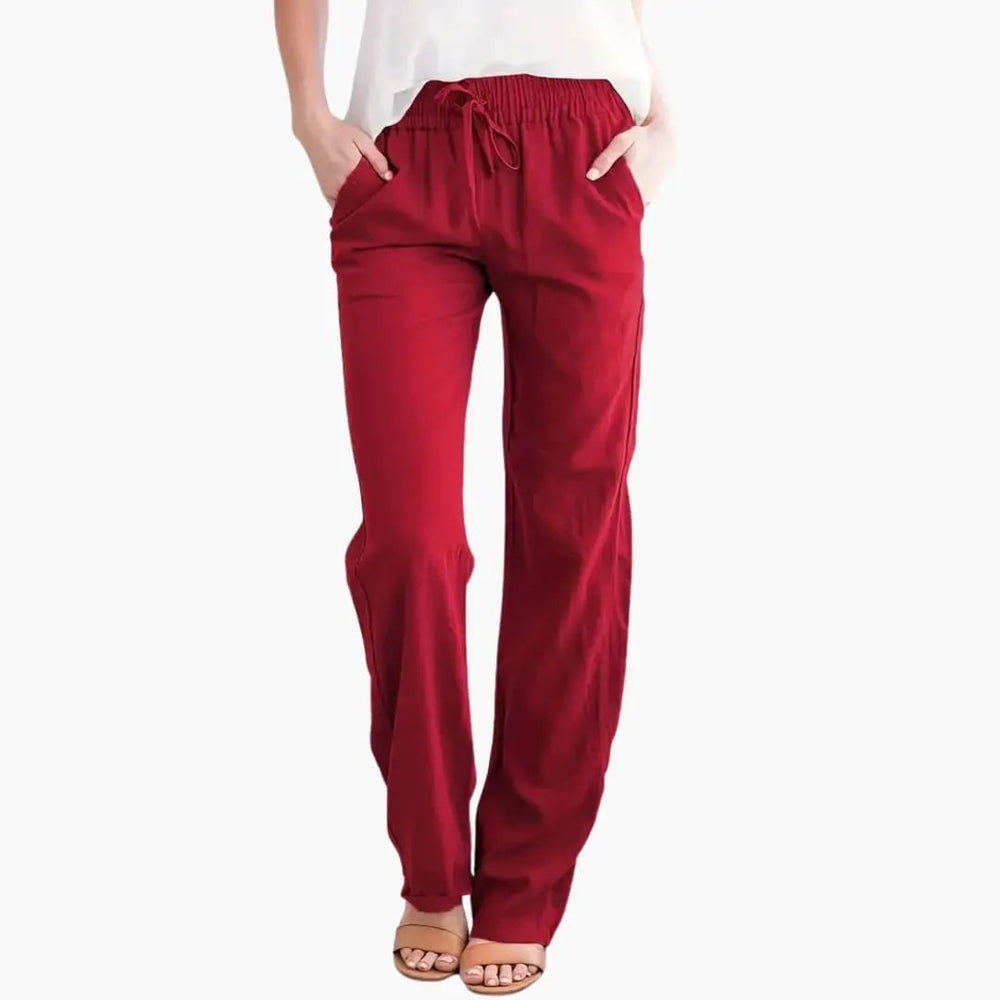 Women's Wide-Leg Pants – Elastic Waist, Side Pockets & Full-Length Hem