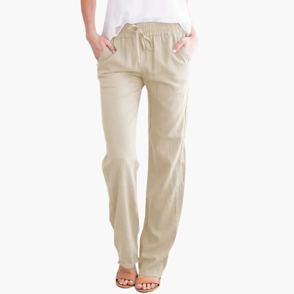 Women's Wide-Leg Pants – Elastic Waist, Side Pockets & Full-Length Hem