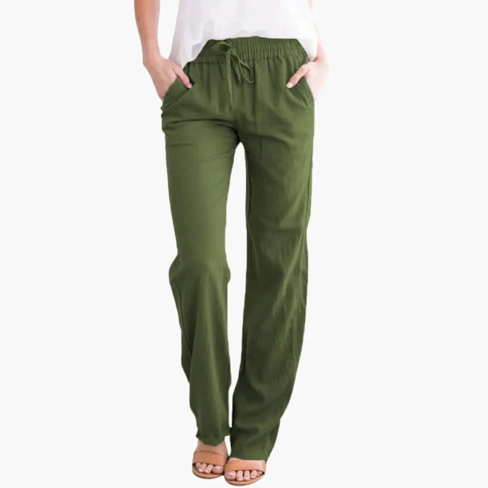 Women's Wide-Leg Pants – Elastic Waist, Side Pockets & Full-Length Hem