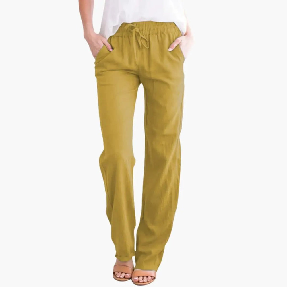 Women's Wide-Leg Pants – Elastic Waist, Side Pockets & Full-Length Hem